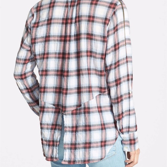 Sam Edelman Cold Shoulder Plaid Shirt - Picture 5 of 6